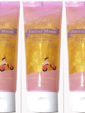 Yafa Anti-Aging Facial Mask - Collagen, Cucumber, & Gold (Set of 3)